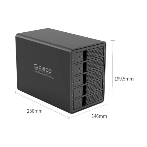 Obudowa zewnętrzna Orico na 5 dysków HDD 3,5 cala USB 3.0 typ B, RAID