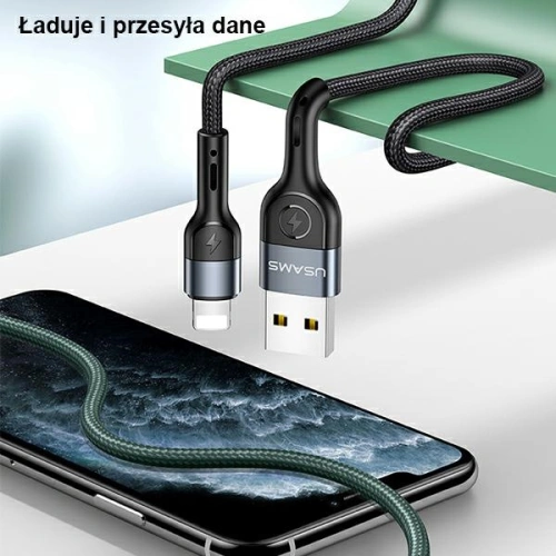 Kabel USAMS U55 USB-A/Lightning czarny/black 2A 1m (US-SJ448)