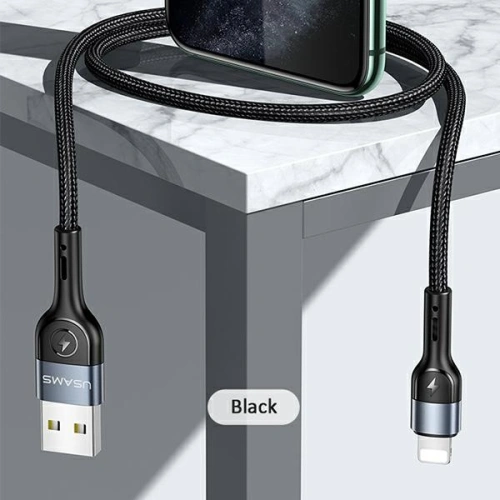 Kabel USAMS U55 USB-A/Lightning czarny/black 2A 1m (US-SJ448)