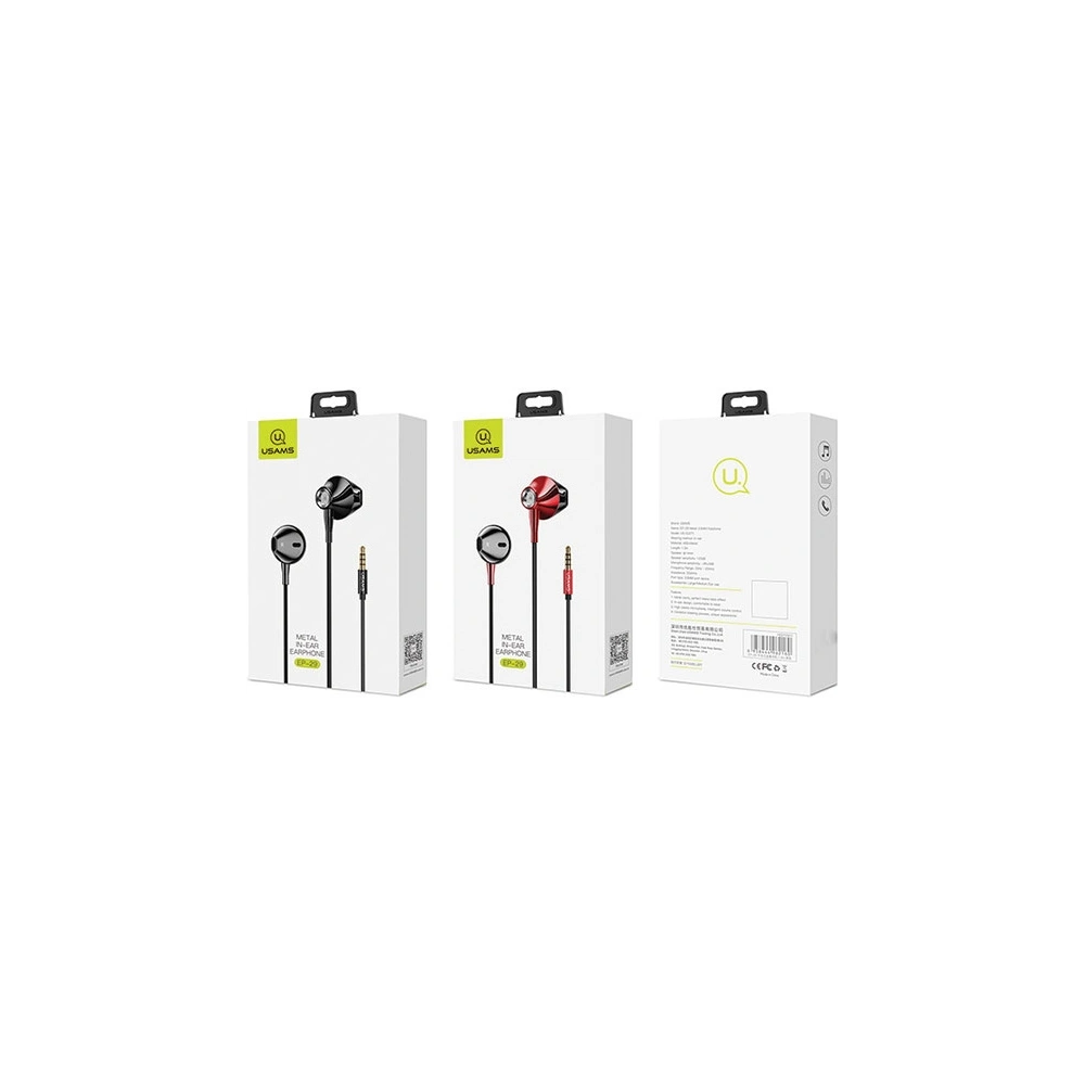 Hurtownia GSM - Sluchátka USAMS EP-29 metal černá/black HSEP2901 jack 3,5mm (US-SJ271) - USA872 - {ean13} - Hurt