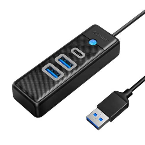 Adapter Hub USB do 2x USB 3.0 + USB-C Orico, 5 Gbps, 0.15m (czarny)