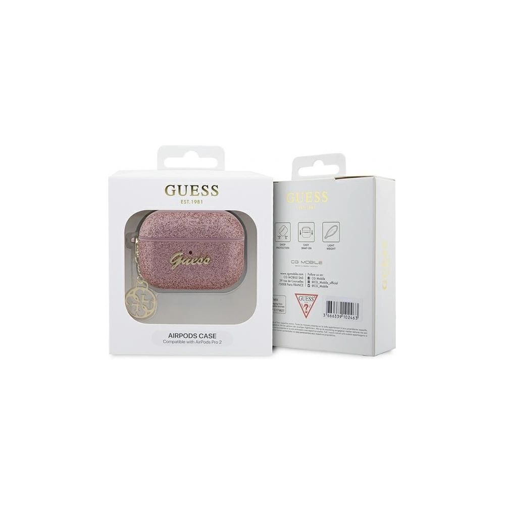 Hurtownia GSM - Etui Guess GUAP2GLGSHP Apple AirPods Pro 2 tok rózsaszín/pink Glitter Flake 4G Charm - GUE2395 - {ean13} - Hurt