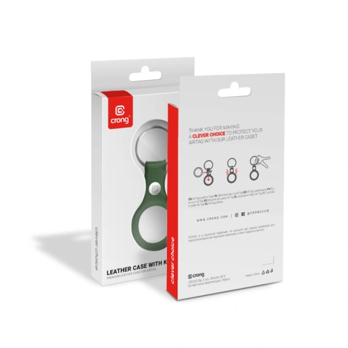 Brelok Crong Leather Case with Key Ring Apple AirTag (zielony)