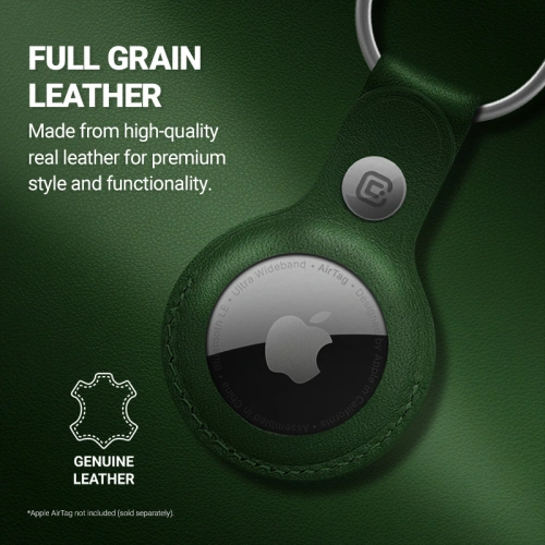 Brelok Crong Leather Case with Key Ring Apple AirTag (zielony)