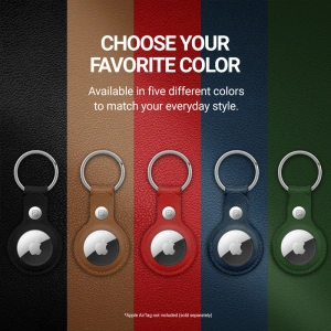 Breloc Crong Hârtie din Piele cu Inele pentru Cheie Apple AirTag (verde)