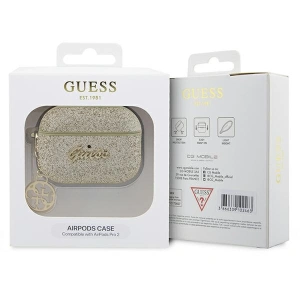 Etui Guess GUAP2GLGSHD Apple AirPods Pro 2 cover złoty/gold Glitter Flake 4G Charm