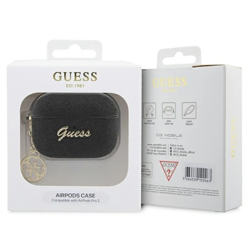 Etui Guess GUAP2GLGSHK Apple AirPods Pro 2 cover czarny/black Glitter Flake 4G Charm