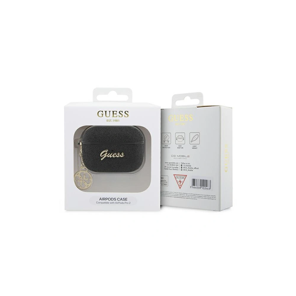 Hurtownia GSM - Etui Guess GUAP2GLGSHK Apple AirPods Pro 2 tok fekete/black Glitter Flake 4G Charm - GUE2399 - {ean13} - Hurt