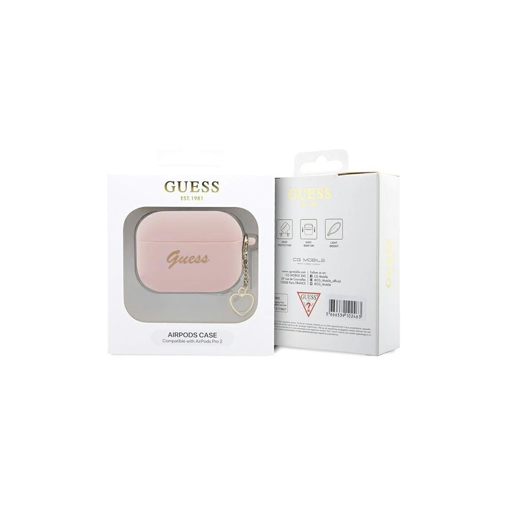 Hurtownia GSM - Etui Guess GUAP2LSCHSP Apple AirPods Pro 2 tok rózsaszín/pink Szilikon Charm Heart Collection - GUE2401 - {ean13} - Hurt