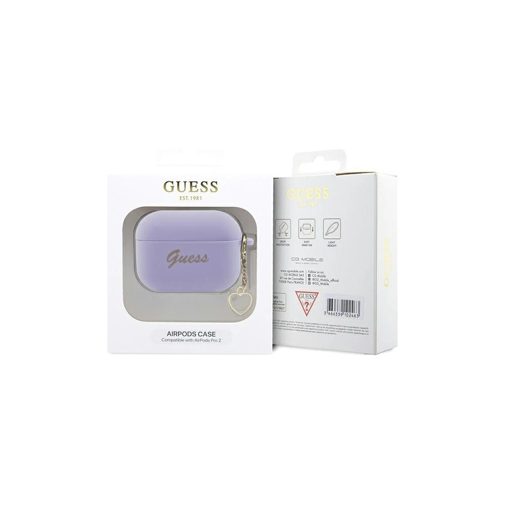 Hurtownia GSM - Etui Guess GUAP2LSCHSU Apple AirPods Pro 2 obal purpurový/purple silikonový přívěsek srdce kolekce - GUE2402 - {ean13} - Hurt