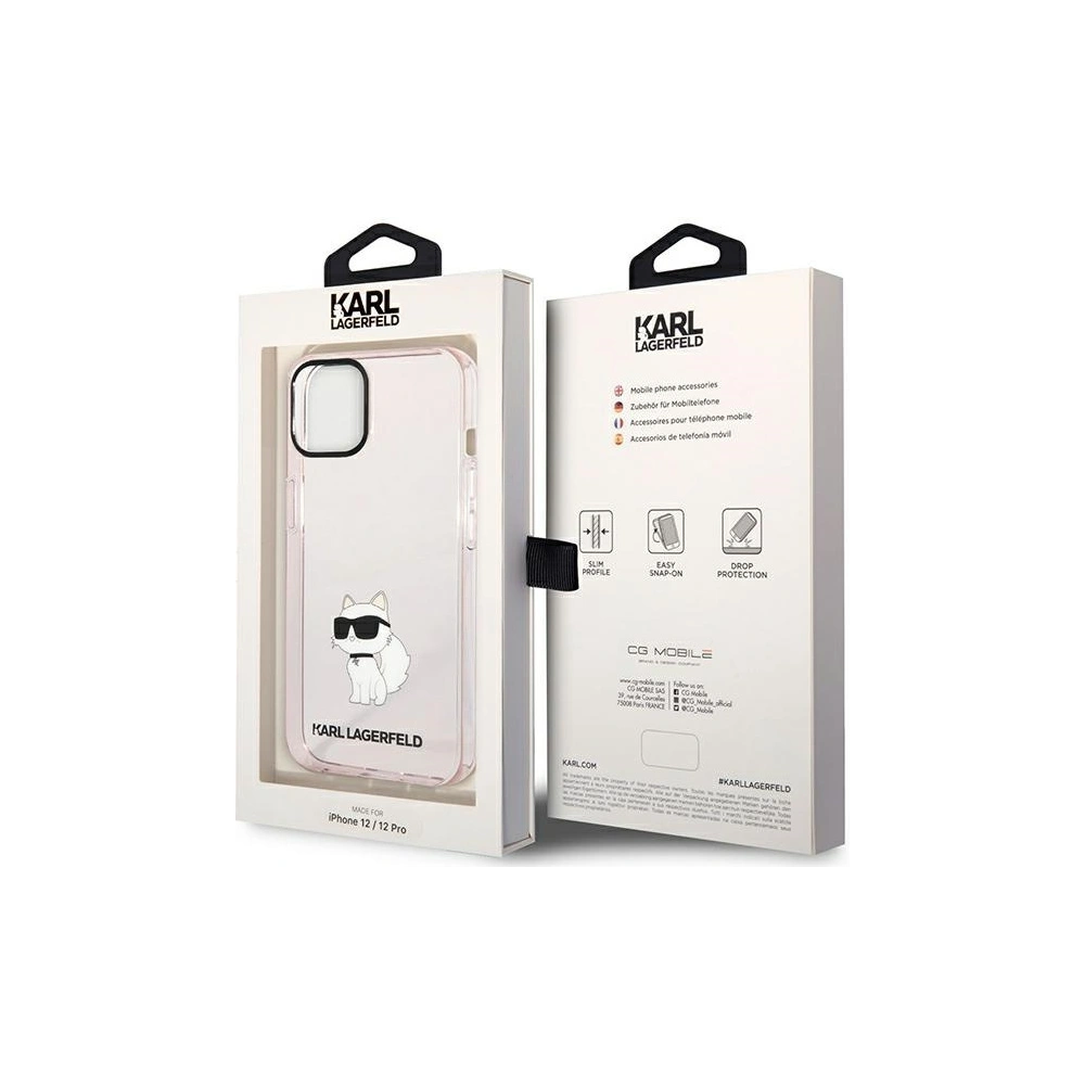 Wholesale Karl Lagerfeld KLHCP12MHNCHTCP Apple iPhone 12/12 Pro pink hardcase Ikonik Choupette - KLD1476 - {ean13} - Hurt