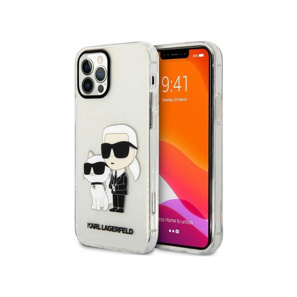 Karl Lagerfeld KLHCP12MHNKCTGT Apple iPhone 12/12 Pro transparent hardcase Gliter Karl&Choupette