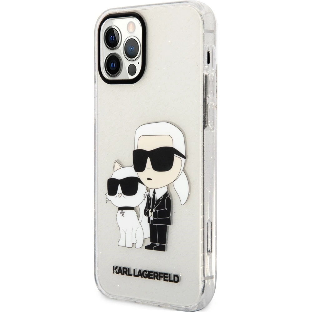 Karl Lagerfeld KLHCP12MHNKCTGT Apple iPhone 12/12 Pro transparent hardcase Gliter Karl&Choupette