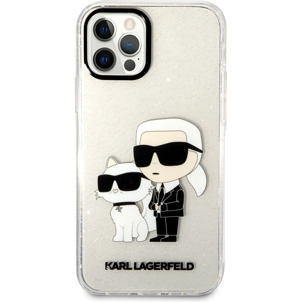 Karl Lagerfeld KLHCP12MHNKCTGT Apple iPhone 12/12 Pro transparent hardcase Gliter Karl&Choupette