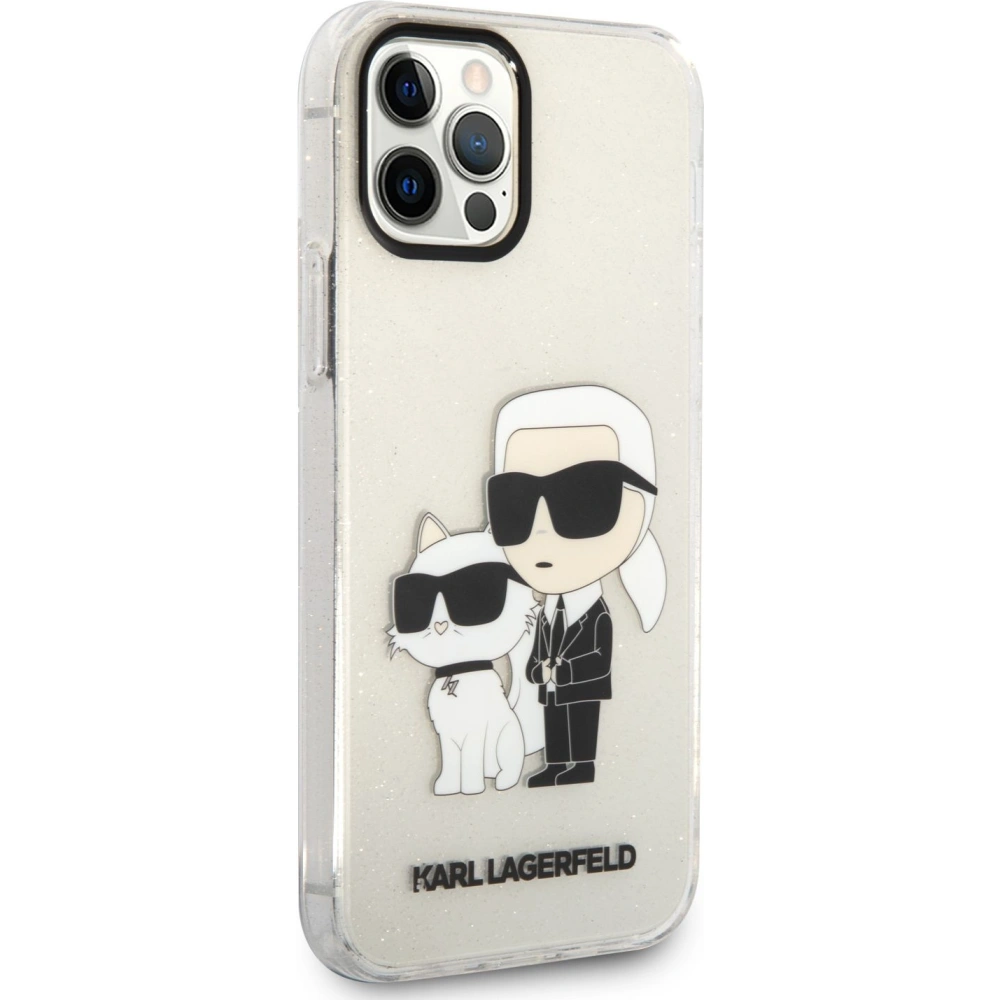Karl Lagerfeld KLHCP12MHNKCTGT Apple iPhone 12/12 Pro transparent hardcase Gliter Karl&Choupette
