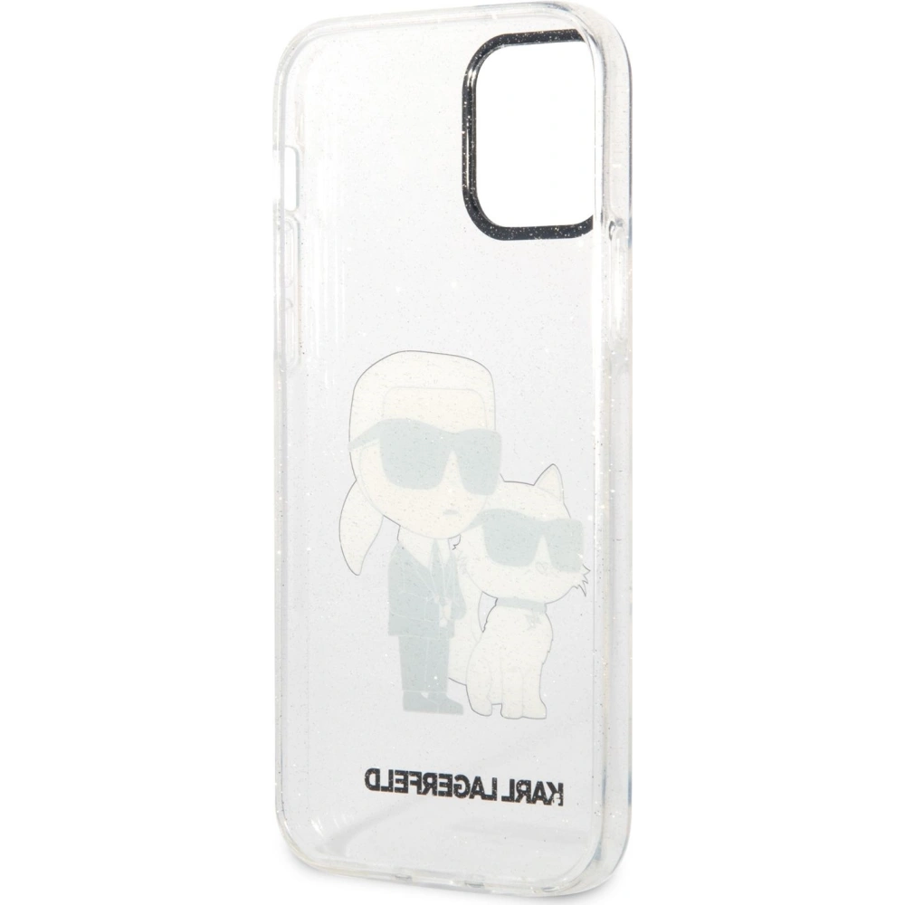 Etui Karl Lagerfeld KLHCP12MHNKCTGT Apple iPhone 12/12 Pro carcasă transparentă hardcase Gliter Etui Karl&Choupette