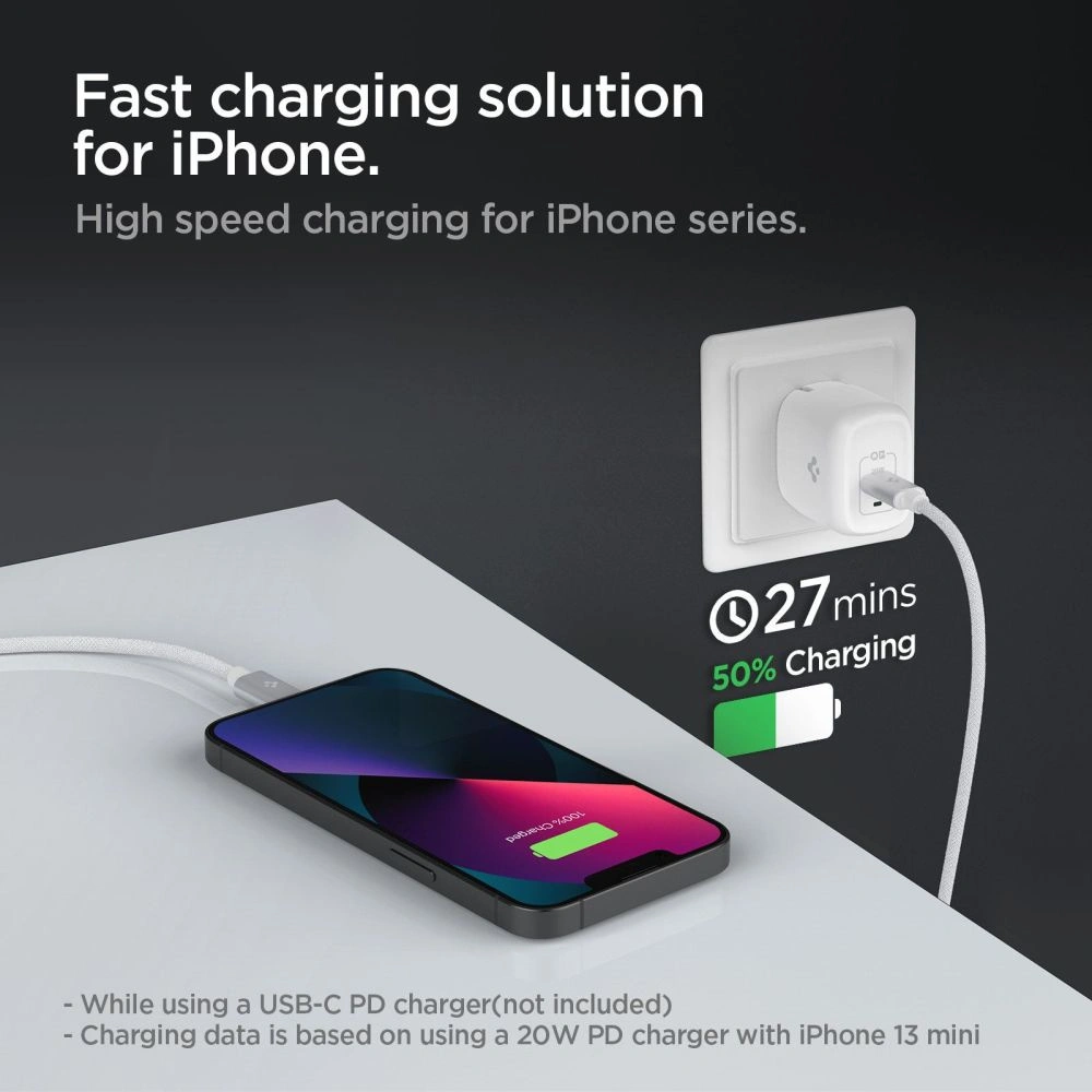 Hurtownia GSM - Kábel Spigen PB2200 ArcWire USB-C/Lightning 200cm Fehér - SPN2761 - {ean13} - Hurt