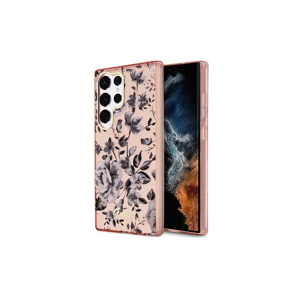 Wholesale Guess GUHCS23LHCFWSP Samsung Galaxy S23 Ultra pink hardcase Flower Collection - GUE2405 - {ean13} - Hurt