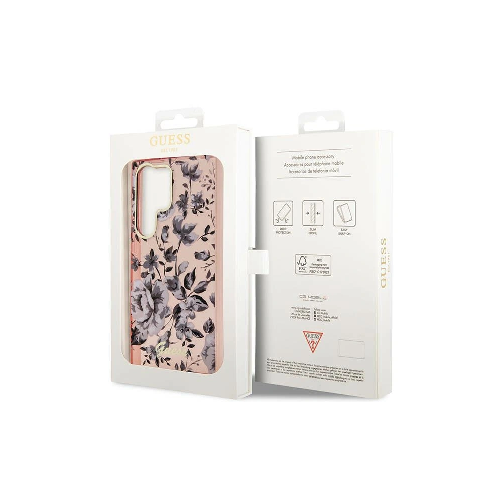 Wholesale Guess GUHCS23LHCFWSP Samsung Galaxy S23 Ultra pink hardcase Flower Collection - GUE2405 - {ean13} - Hurt