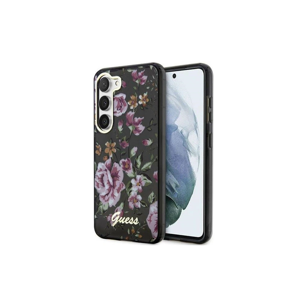 Wholesale Guess GUHCS23MHCFWSK Samsung Galaxy S23+ Plus black hardcase Flower Collection - GUE2411 - {ean13} - Hurt