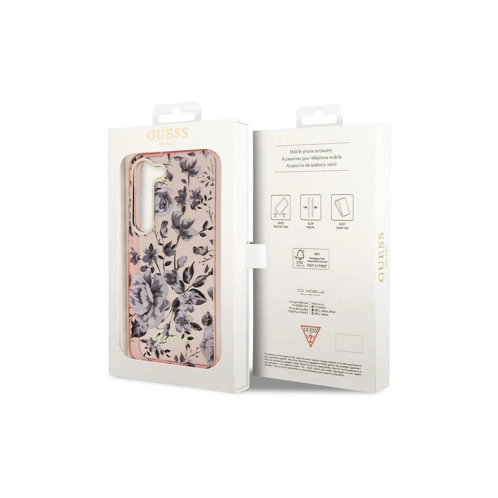 Wholesale Guess GUHCS23MHCFWSP Samsung Galaxy S23+ Plus pink hardcase Flower Collection - GUE2412 - {ean13} - Hurt
