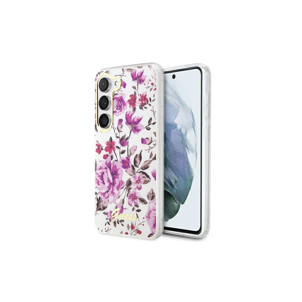Wholesale Guess GUHCS23MHCFWST Samsung Galaxy S23+ Plus white hardcase Flower Collection - GUE2413 - {ean13} - Hurt