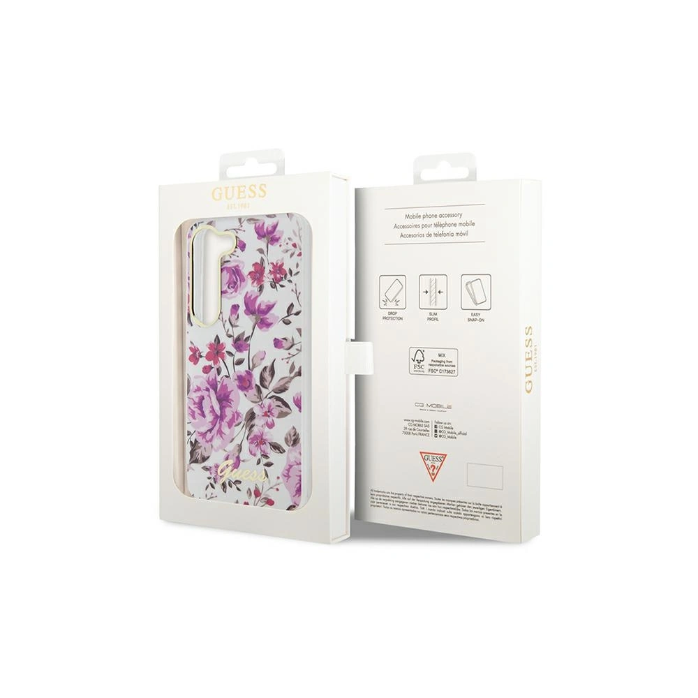 Wholesale Guess GUHCS23MHCFWST Samsung Galaxy S23+ Plus white hardcase Flower Collection - GUE2413 - {ean13} - Hurt