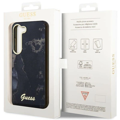 Etui Guess GUHCS23MHTMRSK Samsung Galaxy S23+ Plus czarny/black hardcase Golden Marble Collection