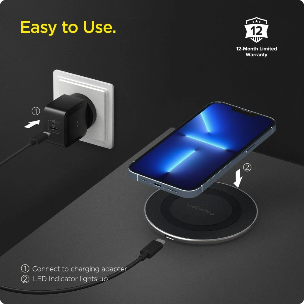 Hurtownia GSM - Vezeték nélküli töltő Spigen PF2104G ArcField Wireless Charger 15W Fekete - SPN2762 - {ean13} - Hurt