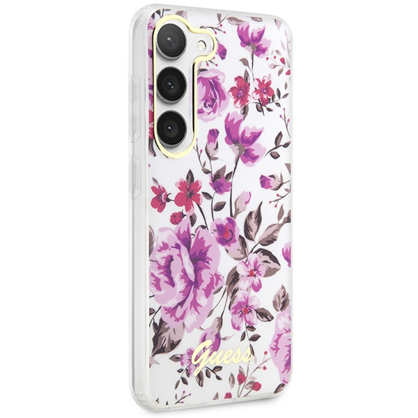 Kryt Guess GUHCS23SHCFWST Samsung Galaxy S23 white hardcase Flower Collection