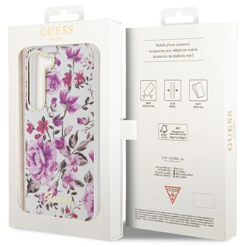 Etui Guess GUHCS23SHCFWST Samsung Galaxy S23 biały/white hardcase Flower Collection