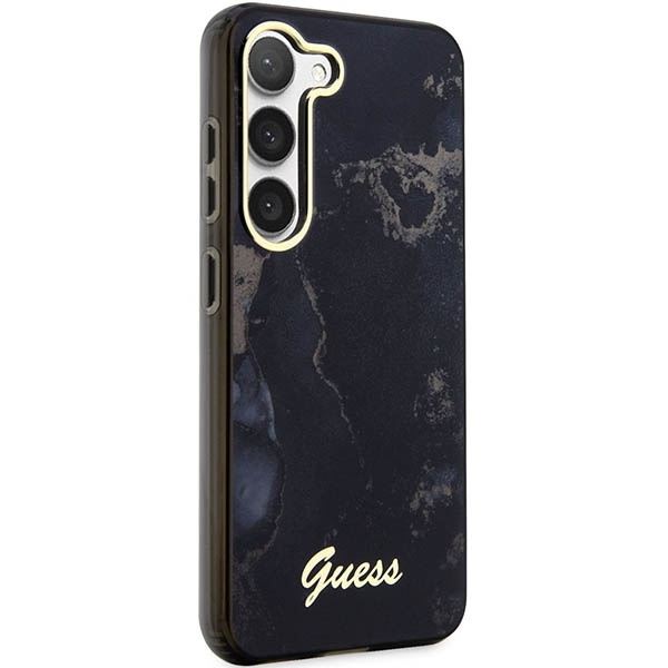 Kryt Guess GUHCS23SHTMRSK Samsung Galaxy S23 black hardcase Golden Marble Collection