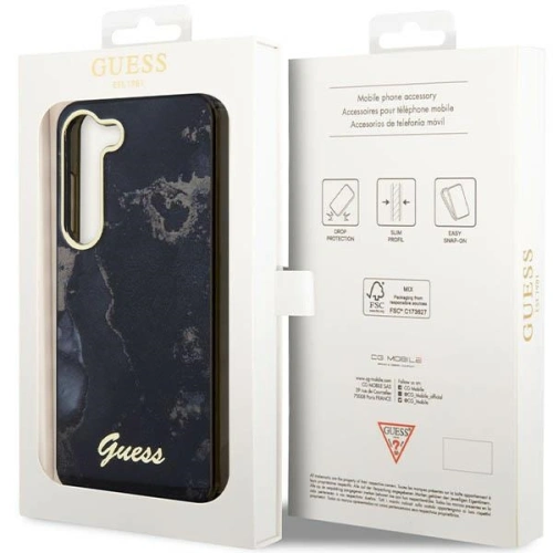 Etui Guess GUHCS23SHTMRSK Samsung Galaxy S23 czarny/black hardcase Golden Marble Collection