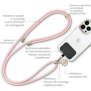 Pasek Guess GUUCNMG4EP Universal CBDY Cord růžový/pink