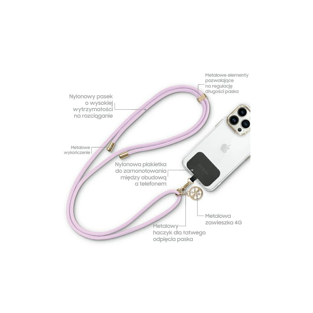 Hurtownia GSM - Pásek Guess GUUCNMG4EU Univerzální CBDY Kord lilak/lilac - GUE2427 - {ean13} - Hurt