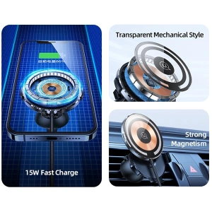 Hurtownia GSM - Upevnění do auta s bezdrátovou nabíječkou USAMS US-CD164 15W 2w1 Magnetic Air Vent transparentní - USA879 - {ean13} - Hurt