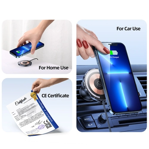 Uchwyt samochodowy z ładowarką bezprzewodową USAMS US-CD164 15W 2w1 Magnetic Air Vent transparent