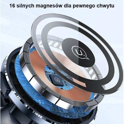 Uchwyt samochodowy z ładowarką bezprzewodową USAMS US-CD164 15W 2w1 Magnetic Air Vent transparent