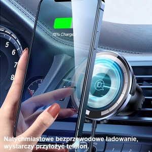 Hurtownia GSM - Autós tartó vezeték nélküli töltővel USAMS US-CD164 15W 2w1 Magnetic légbeömlő átlátszó - USA879 - {ean13} - Hurt