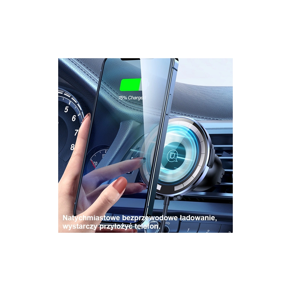 Hurtownia GSM - Uchwyt auto cu încărcător wireless USAMS US-CD164 15W 2w1 Magnetic pentru ventilația aerului transparent - USA879 - {ean13} - Hurt