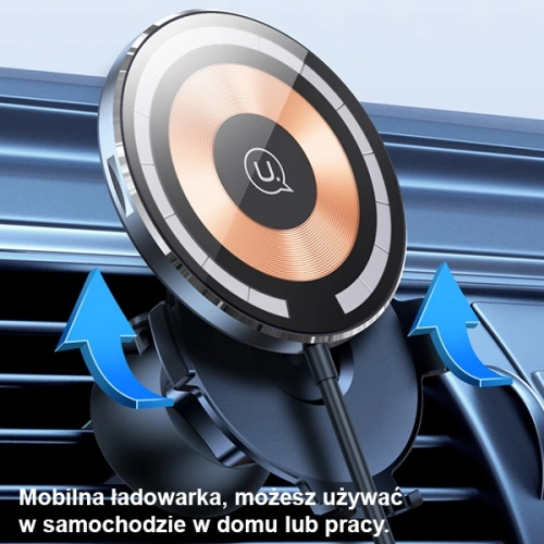 Uchwyt samochodowy z ładowarką bezprzewodową USAMS US-CD164 15W 2w1 Magnetic Air Vent transparent