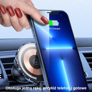 Hurtownia GSM - Autós tartó vezeték nélküli töltővel USAMS US-CD164 15W 2w1 Magnetic légbeömlő átlátszó - USA879 - {ean13} - Hurt