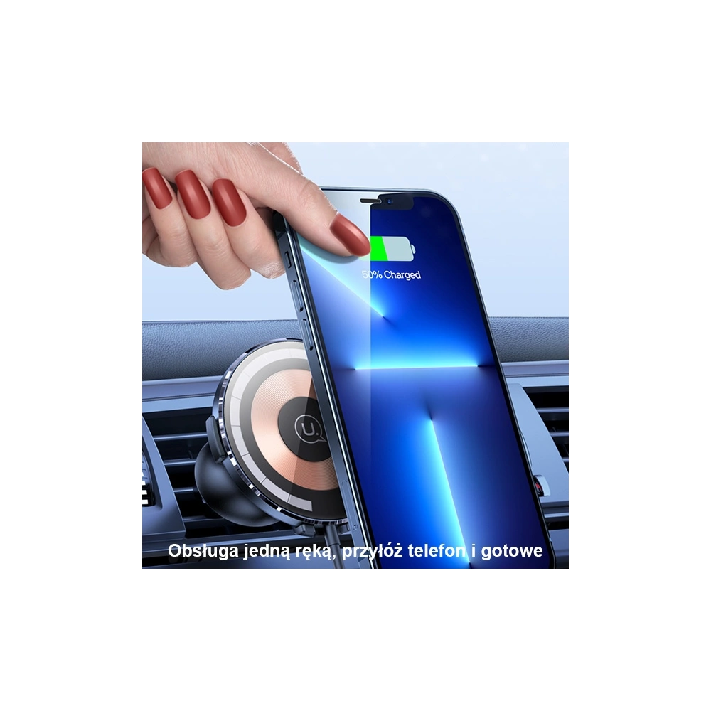 Hurtownia GSM - Uchwyt auto cu încărcător wireless USAMS US-CD164 15W 2w1 Magnetic pentru ventilația aerului transparent - USA879 - {ean13} - Hurt
