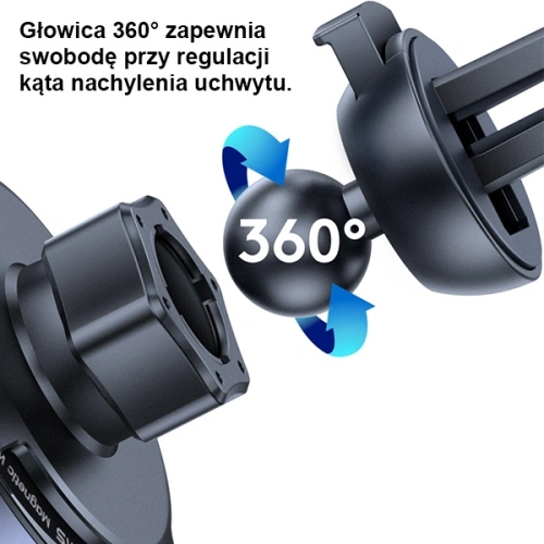 Uchwyt samochodowy z ładowarką bezprzewodową USAMS US-CD164 15W 2w1 Magnetic Air Vent transparent