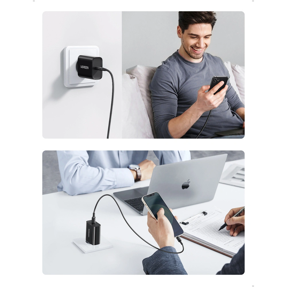 Hurtownia GSM - Încărcător de rețea Ugreen USB Tip C 20W Power Delivery negru (10191) - UGR1438 - {ean13} - Hurt