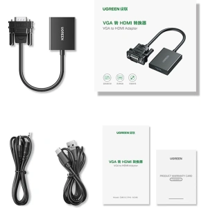 Hurtownia GSM - Cablul adaptor VGA Ugreen (bărbătesc) - HDMI (femelă) 0.15m negru (CM513) - UGR1443 - {ean13} - Hurt