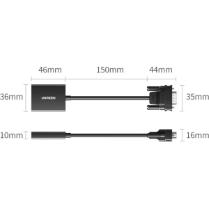 Hurtownia GSM - Cablul adaptor VGA Ugreen (bărbătesc) - HDMI (femelă) 0.15m negru (CM513) - UGR1443 - {ean13} - Hurt