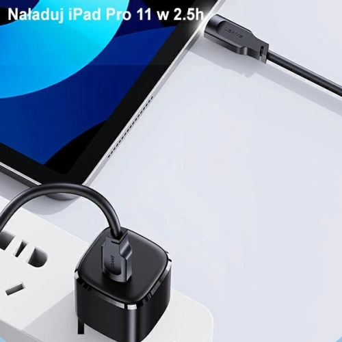 Kabel USAMS USB-C na USB-C PD Fast Charging 1,2m 100W Lithe Series czarny SJ567USB01(US-SJ567)