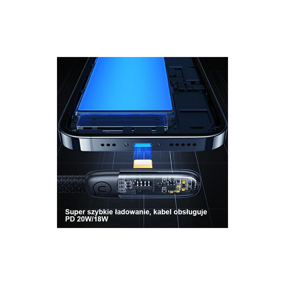 Hurtownia GSM - USAMS USB-C/Lightning PD 20W Iceflake sorozatú 2m-es fehér sarokkábel SJ586USB02 (US-SJ586) - USA892 - {ean13} - Hurt