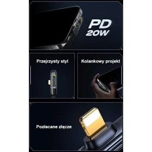 Kabelwinkel USAMS USB-C/Lightning PD 20W Iceflake Series 2m schwarz SJ586USB01 (US-SJ586)